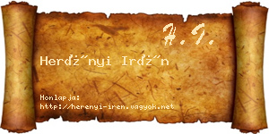 Herényi Irén névjegykártya